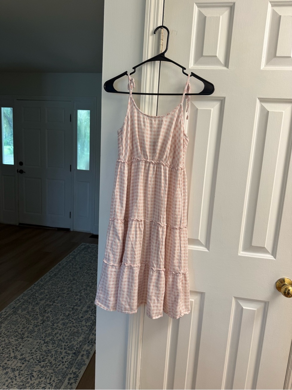 As U Wish Pink Gingham Tiered Mini Sundress